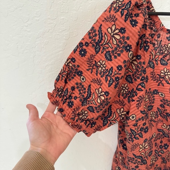 Madewell Blouse Puff Sleeve Peplum Top in Cavoli Floral cotton Small - Picture 7 of 8